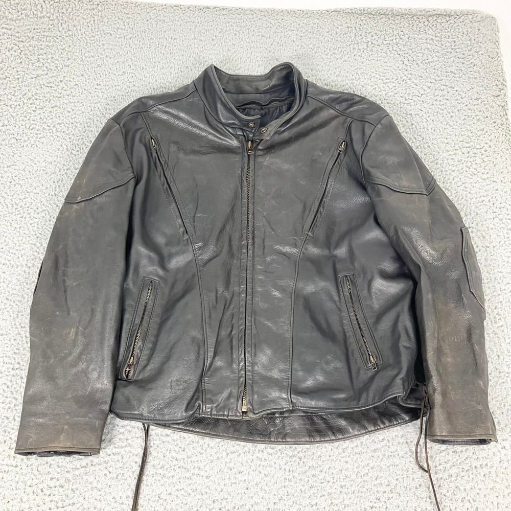 Kerr Leathers Jacket Mens 46 Black Leather Cafe Racer Vintage Biker Made in USA
